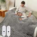 ESTINGO King Size Electric Blanket, 100"x90" King Size Heated Blanket Dual Control with 5 Heating Levels & 10 Hours Auto Off, Electric Heated Blanket with OverHeat Protection, Light Gray
