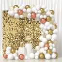 4 FT x 6 FT Light Gold Shimmer Wall Backdrop,Shiny Sequins,24PCS Sequins Backdrop Decoration Panels, Glitter Bling Photo Background Decorations for Birthday Party Wedding Anniversary Graduation