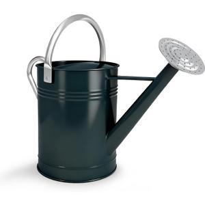 Metal Watering Can for Outdoor Plants, 1.7 Gallon Dark Green Garden Watering Can for Flower, Houseplants, Galvanized Finish