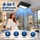 Bathroom Exhaust Fan with Heater & LED Light, 1800W, 150 CFM, Black, Large