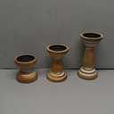 Candle Holder for Pillar Candle Set of 3, Farmhouse Wood Candle Holder, Rustic Wooden Candle Stand, Vintage Small Wooden Candlestick HoldersDecorative for Living Room, Table Centerpiece (Brown)