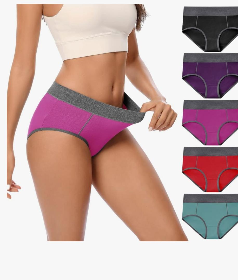 POKARLA Women's Cotton Stretch Underwear Ladies Mid-high Waisted Briefs Panties 5-Pack
100+ bought in past month Medium
