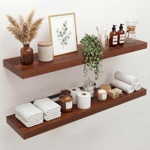 40 in Floating Shelves for Wall Decor Color Walnut, Pack 2