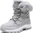 DREAM PAIRS Waterproof Snow Boots for Women, Faux Fur Cozy Warm Insulated Winter Boots Lace Up Mid-Calf Outdoor Shoes for Walking Hiking Hespera (9, Light Grey)