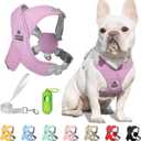 Patas Lague Dog Harness with Leash Set Adjustable Soft Padded Step-in Dog Vest No Choke No Pull Reflective for  Medium Pets with Poop Bags and Dispenser, Solid and No-chew, Purple M (Neck 19.3-23.3'' Chest 22.5-25.6'')