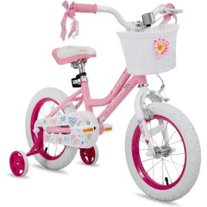 JOYSTAR Angel Girls Bike for Toddlers and Kids Ages 2-13 Years Old, 12 14 16 18 20 Inch Kids Bike with Training Wheels & Basket, 20 24 Inch Girls Bicycle with Handbrake & Kickstand (Cherry Pink)