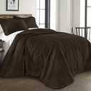 Chezmoi Collection Kingston 3-Piece Oversized Bedspread Coverlet Set (King, Brown)