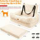 Pawaboo Dog Car Seat, Dog Booster Car Seats with Memory Foam, Thickened Cushion & Washable Removable Cover, Pet Travel Carseat Bed with Safety Leashes for Medium/Large Dogs or 2 Small Dogs, Beige