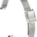HARFINGTON Stainless Steel Mesh Watch Band Quick Release Adjustable Metal Replacement Watch Strap for Men and Women (8mm, Silver)