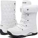 Women's Snow Boots With Lace up Waterproof and Warm fur lining Outdoor Winter Snow Boots Comfortable and Warm in Cold Weather Women's Winter Boots size 6-11 (White)