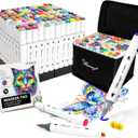 Alcohol Markers 120 Colors - Dual Tip Permanent Markers with Base, Art Drawing Supplies, Color Markers Pens for Adult Kids Gifts, Coloring Painting (120)