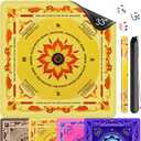 Neoprene Mahjong Mat with Rules, 33x33 Inch Mahjong Mat for Table, Non-Slip Noise Reduction Mah Jongg Mat with Carrying Bag and 3 Dice for Poker, Card, Board, Tile Games, Dominoes (Yellow)