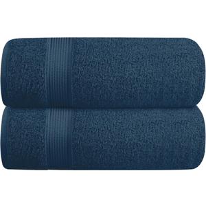 Belizzi Home Cotton 2 Pack Oversized Bath Towel Set 28x55 inches, Large Bath Towels, Ultra Absorbant Compact Quickdry & Lightweight Towel, Ideal for Gym Travel Camp Pool - Mineral Blue