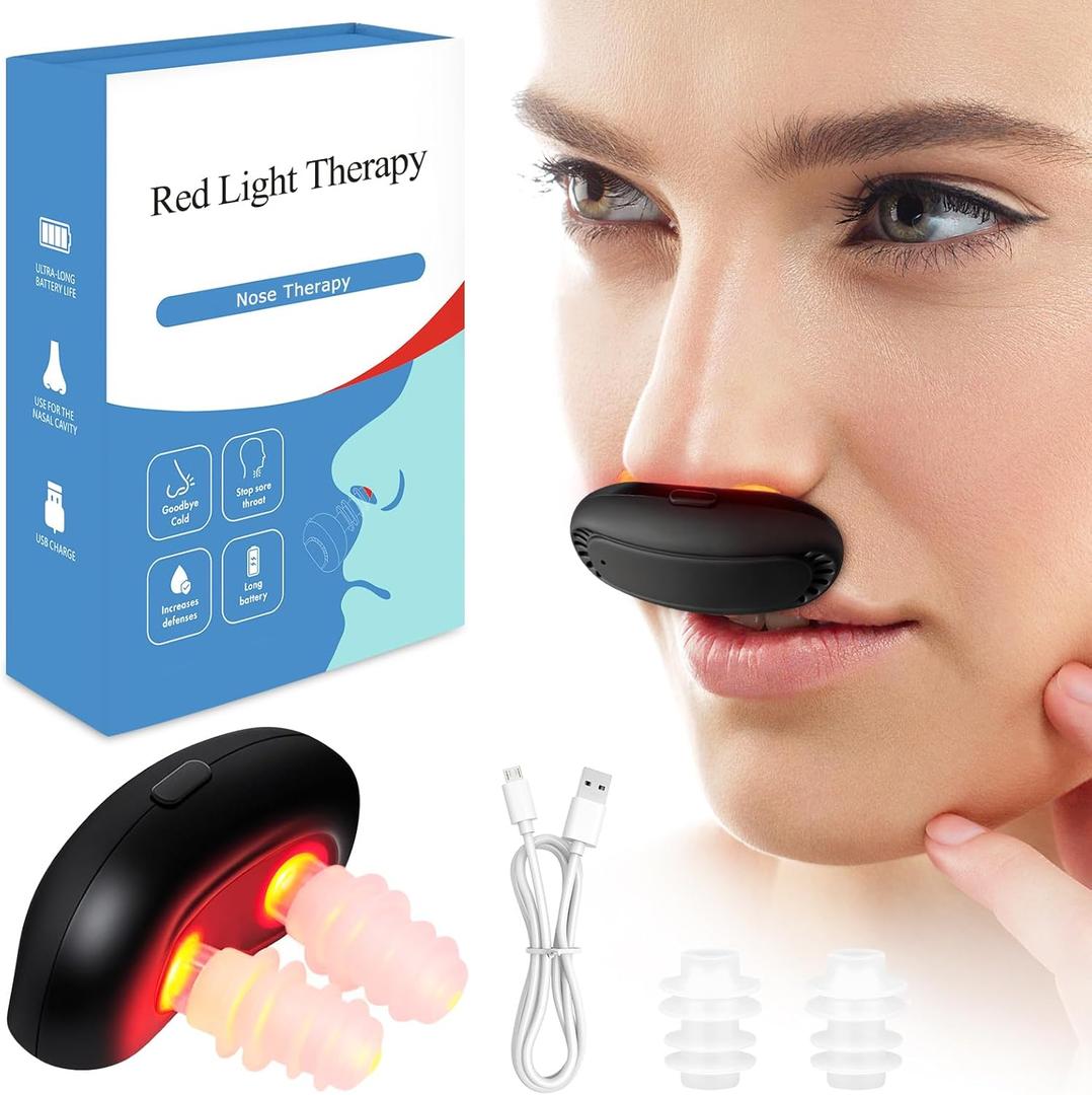 Red Light Nasal Therapy Device | Red Light Therapy for Nose & Sinuses | Nasal Red Light Therapy for Congestion, Allergy Defense & Sinus Support | USB Rechargeable, Portable