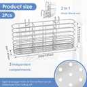2pc 304 Stainless Steel Utensil Holder,Silverware Drying Rack with Hooks for Dish Drainer,Dish Drying Rack with 3 Divided Compartments,Knife and Fork Drainage Rack,With Hooks, Rust Proof, Color-Silver