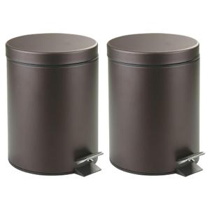 iDesign Round 1.3 Gallon Bathroom Step Trash Can - Set of 2 - Bronze