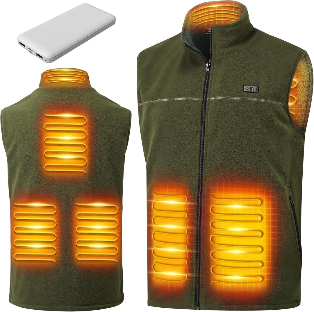 LABCOOL Heated Vest for Men Women with Ultra-Soft Microfleece, 10000mAh Battery Pack, USB Rechargeable Body Warmer