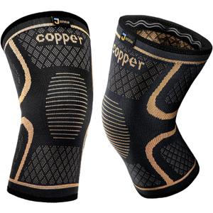 JIUFENTIAN Copper Knee Braces for Men and Women (2 pack) -Knee Supports Copper Compression Knee Sleeve for Knee Pain, Arthritis, Sports and Recovery Support (4X-Large) (2pack-Copper-Black)