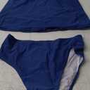 ZAFUL Women's Tummy Control Tankini Swimsuits V Neck Ruched High Waisted Bikini Sets Two Piece Bathing Suits (1-Blue, S)