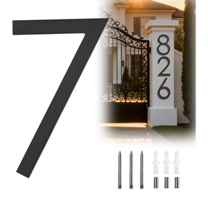 12 Inch Modern House Numbers For Outside Metal Large Address Numbers For House Number Matte Black Floating Outdoor Flush Mount Vertical Aluminum Home Address Numbers 7