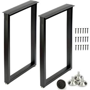 HOMEKAYT Desk Legs Metal Table Legs 28 Inch, Heavy Duty Metal Legs Multiple Uses for Dinning, Kitchen,Office Table(Rectangle Shape, 2pcs)-Black (28H x 17.7W)