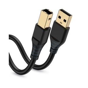 HP Printer Cable 6ft, Square USB A to USB B Cable for Printer/Scanner Epson, HP, Canon, Brother, Ethernet Print Smoothly Connect to Computer/Laptop/Pc - USB 2.0 Type B Impresora Midi Long Cord, 6 Foot