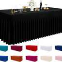 Smiry Spandex Tablecloth, Elastic Fitted Stretch Tablecloth for 6FT Rectangle Tables, Waterproof Washable Table Cover Skirt for Outdoor, Wedding, Banquet & Parties (Black, 72Lx30Wx30H Inch)