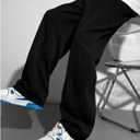 RoseSeek Boy's Baggy Pants Letter Elastic High Waisted Wide Leg Sweatpants Athletic Track Pants Joggers, Black, 15Y