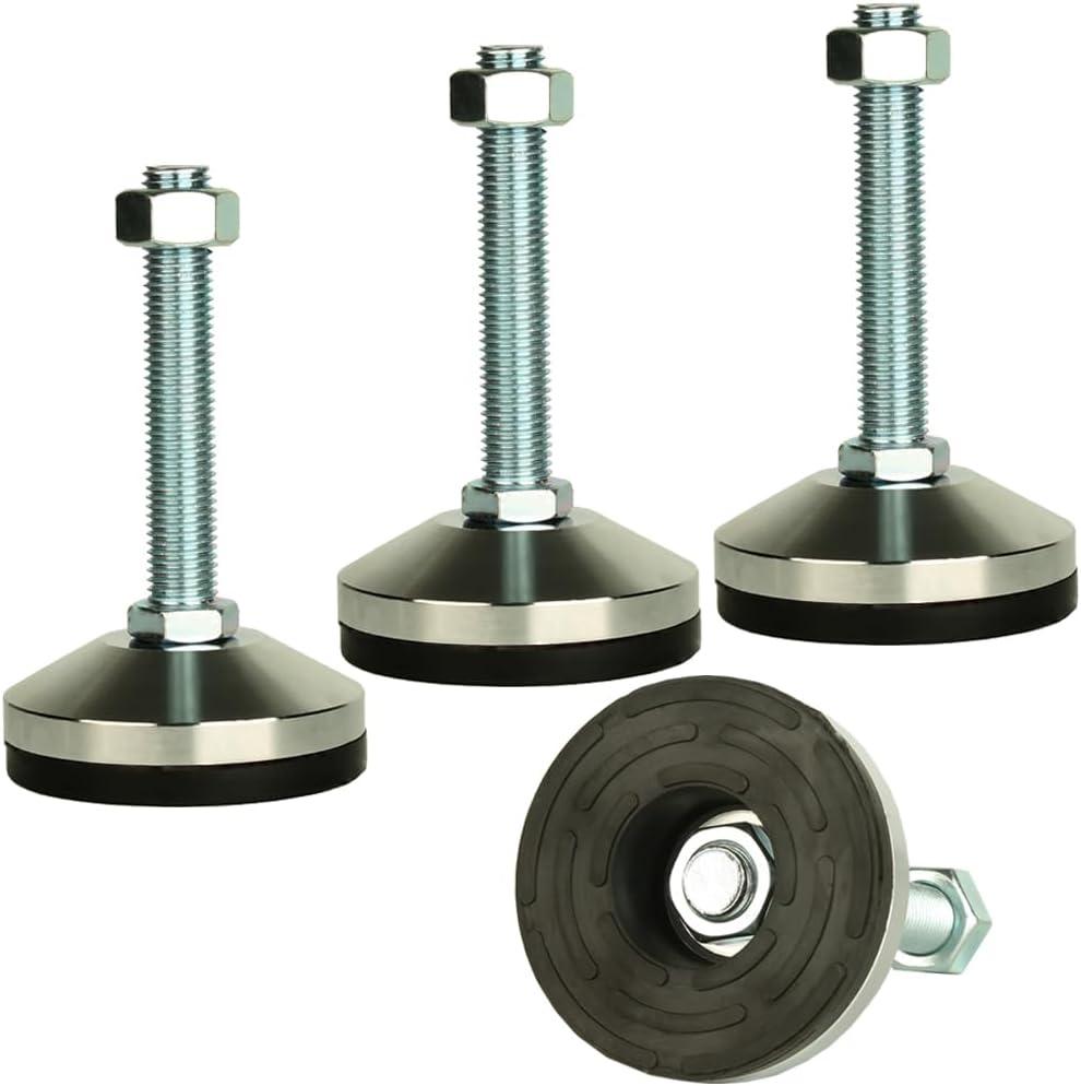 Heavy Duty Leveling Screw Leg,Leg Leveler 3.14" Dia Base,Adjustable Leveling feet M16 Thread, 2600 Lb Capacity,Capacity for Workbench, Machine, Cabinet, (D80xM16x100,4 Pcs,Black)