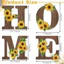 Geetery 4 Pcs Sunflower Kitchen Wall Decor Accessories Wood Rustic Sunflower Home Letters Decor Hanging Wall Art Signs Decorations for Home Living Room Kitchen Bedroom (Brown)