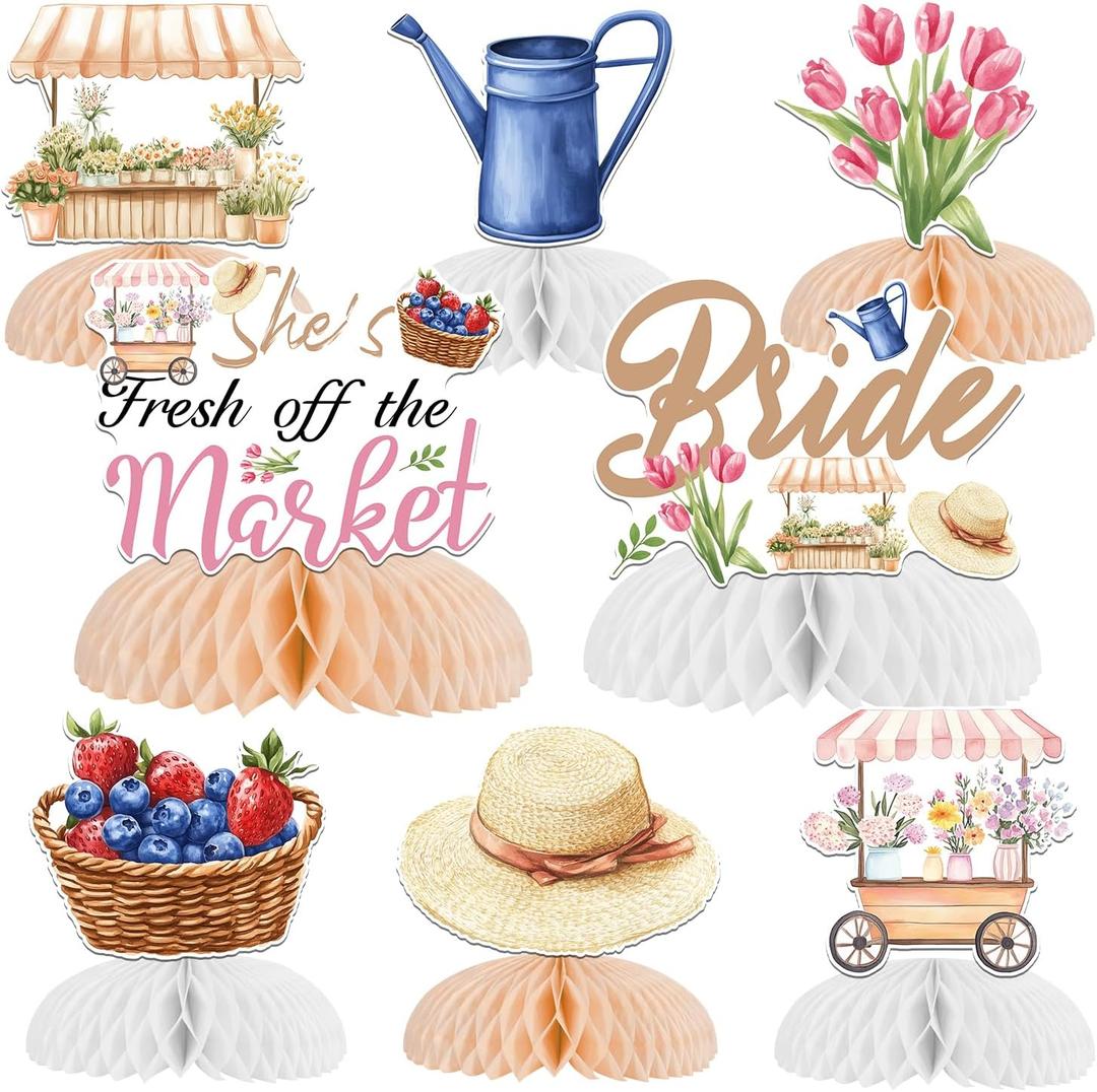 Shes Fresh Off The Market Honeycomb Centerpieces Farmers Market Bridal Shower Decorations Fruit Flower Table Decor For Girls Women Farm Market Bachelorette Bridal Shower Decors Party Supplies