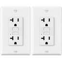 2 Pack GFCI Outlets 20 Amp, Non-Tamper Resistant, Decor GFI Receptacles with LED Indicator, Ground Fault Circuit Interrupter, Wallplate Included, ETL Listed, White