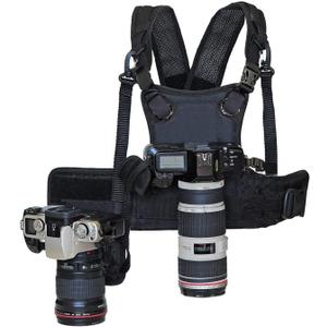 Nicama AH2 Dual Shoulder Camera Harness for 2 Cameras, Carrier Chest Vest with 38mm Square Arca Type QR Camera Mount Plate for Canon Nikon Sony Panasonic Olympus DSLR HiKing Climbing Wedding Travel