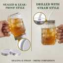 DaYammi Mason Jars with Lids and Straws, 6 Pack 16 Oz Glass Cups for Cold Beverages, Juice, Smoothies, Iced Coffee, Cocktails Leak-Proof Drinking Glasses with Sealed & Straw Lids, Clear