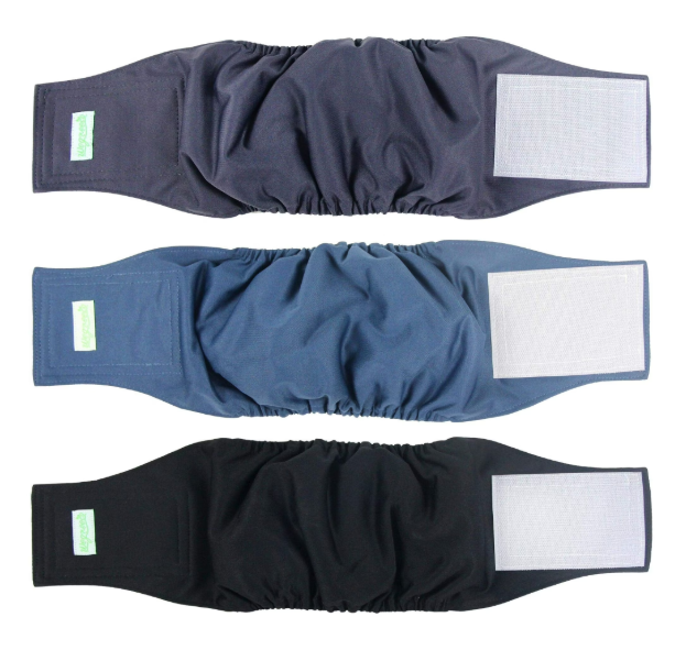 wegreeco Washable Dog Diapers  Washable Male Dog Belly Wrap  Pack of 3  (Black, Charcoal, Navy, Medium)