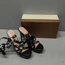 VERISSON Women's Grommets Stiletto Sandals Platform Open-back High Heels Cross Bands Open Toe Buckle-up Ankle Sandals Party Dressing Black Size 8