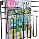 MyGift 11 Inch Modern Art Deco Black Metal Wire Floating Magazine Rack and File Folder Holder, Wall Mounted Home or Office Storage for Oversized Magazines