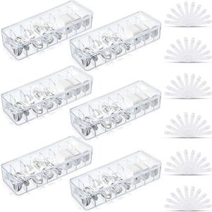 Tatuo 6 Pcs Cable Organizer Box with Wire Ties, Plastic Cord Storage Box with Lid, Electronics Organizer for Home Office Desk Organizers and Accessories (Clear)