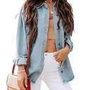 LifeShe Women Denim Shirt Jean Jacket Oversize Button Down Shirt Long Sleeve Jean Tops Trendy Shackets (Small, Black)