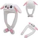 Bunny Hat, Ear Moving Jumping Funny Plush Cap for Cosplay Dress Up Party Holiday, Easter Rabbit Ear Flap Cap