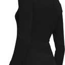 Beaully Women's Long Sleeve Henley Tops Ribbed Knit Slim Fitted Trendy T Shirt Basic Tees Layer 2026 Spring Fashion Outfits (Black, M)