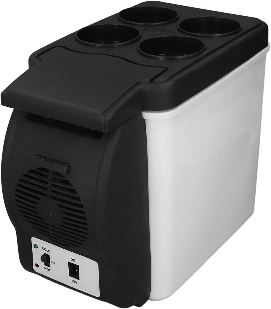 Mini Fridge, 2 in 1 6L 12 Volt Car Refrigerator with Cooler and Warmer, Fast Cooling Multifunctional Portable Freezer for Car, RV, Truck, Boat, Van, Travel, Outdoor Camping