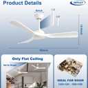 Depuley Ceiling Fan Without Light: 52 Inch 3 Blade Outdoor Fans for Patios - White Ceiling Fan No Light Indoor Remote Control Ultra Quiet DC Motor Reversible 6 Speed Timer