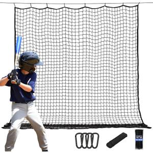 Baseball & Softball Backstop Nets, Heavy Duty Sports Practice Nets, Sports Netting Barrier,DIY Ball Net,Hitting Net for Baseball, Hockey, Soccer, LAX and More (10x10ft)