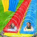JAMBO XL Premium 20Ft Slip Splash and Slide with 2 Bodyboards, Heavy Duty Water Slide with Advanced 3-Way Water Sprinkler System, Backyard Waterslide, Splash Mat, Outdoor Water Toys n Slides for Kids