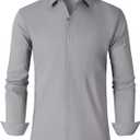 Mens Dress Shirts for Men Long Sleeve Wrinkle Free Button Down Shirt Formal Business Casual Shirts (Large, Grey)