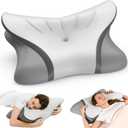 Cervical Neck Pillow for Pain Relief - Ergonomic Bed Pillow for Sleeping, Contour Orthopedic Memory Foam Pillows for Neck Support, Cooling Side Sleeper Pillow for Back Stomach Sleepers with Pillowcase, Grey