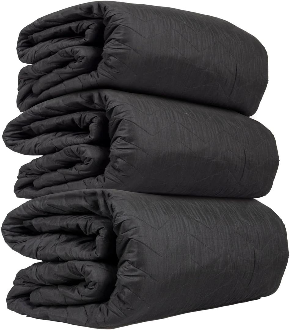 US Cargo Control 96" x 80" Extra Large Sound Dampening Blanket with Grommets (3-Pack), Light Blocking Acoustic Blanket for Wall Hanging and Studios, Machine Washable, 12LBS