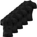 Niksa Men's Compression Shirts 5 Pack,Short Sleeve Athletic Compression Tops Cool Dry Workout T Shirt L (Black)