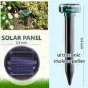 Gopher Repellent Ultrasonic Solar Powered - Mole Repellent Stakes Outdoor Pet Safe - Groundhog Repeller Snake Rodent Gopher Spikes Chaser - Sonic Mole Deterrent Devices (4)